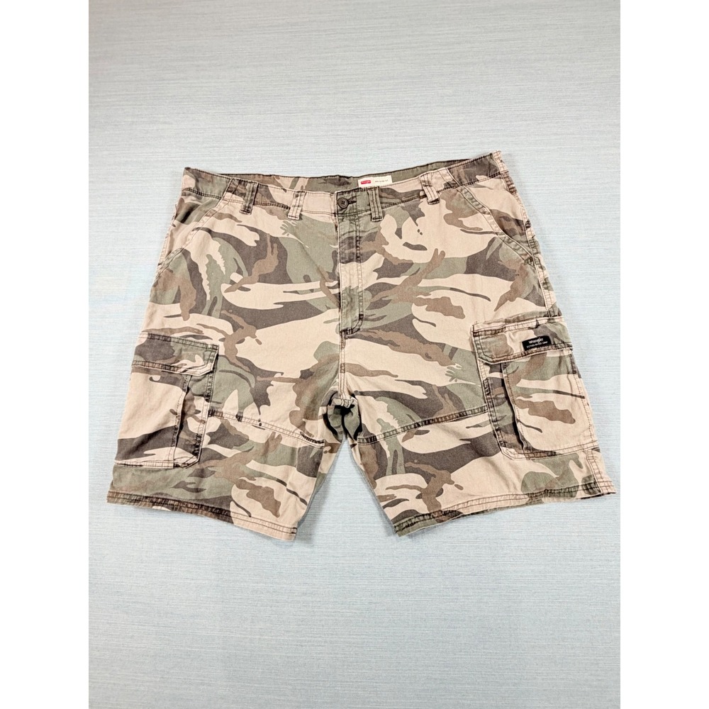 Wrangler Mens Relaxed Fit Camo Cargo Shorts Green Brown Woodland Camouflage 44